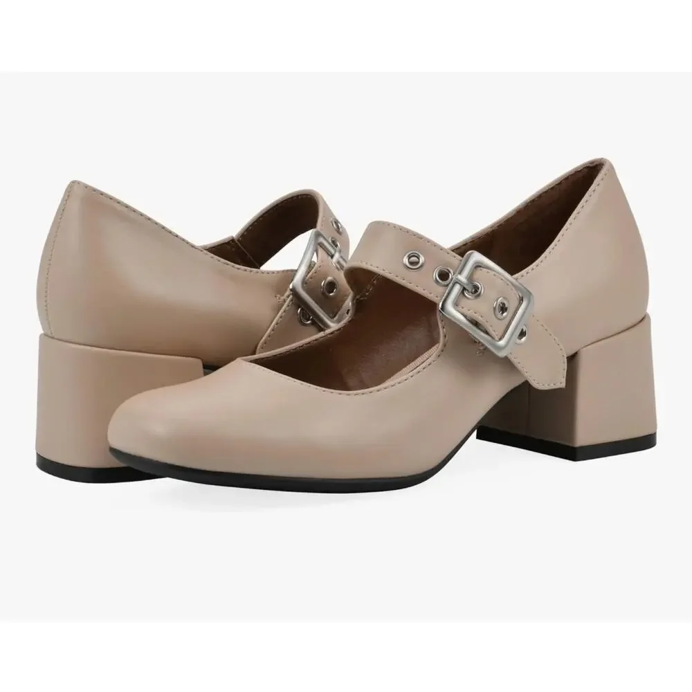 WHITE MOUNTAIN Women's Lasso Mary Jane Block Heel, Natural/Smooth, Size 7.5 - Picture 2 of 7